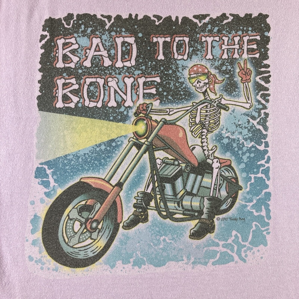 X-Ray Shirt Adult Small Lavender Bad to the Bone Biker Motorcycle Skeleton